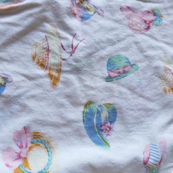 Vintage Talbots 2 PC Nightshirt and Shorts PJ's Pastel Hat Pattern - Size L - Picture 3 of 8